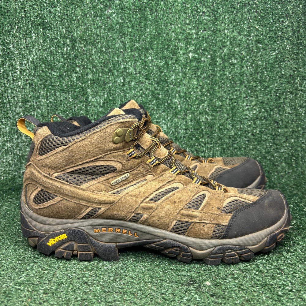 Merrell Moab 2 Mid Waterproof Suede Vibram Hiking Boots Brown Mens Sz 10.5W Wide